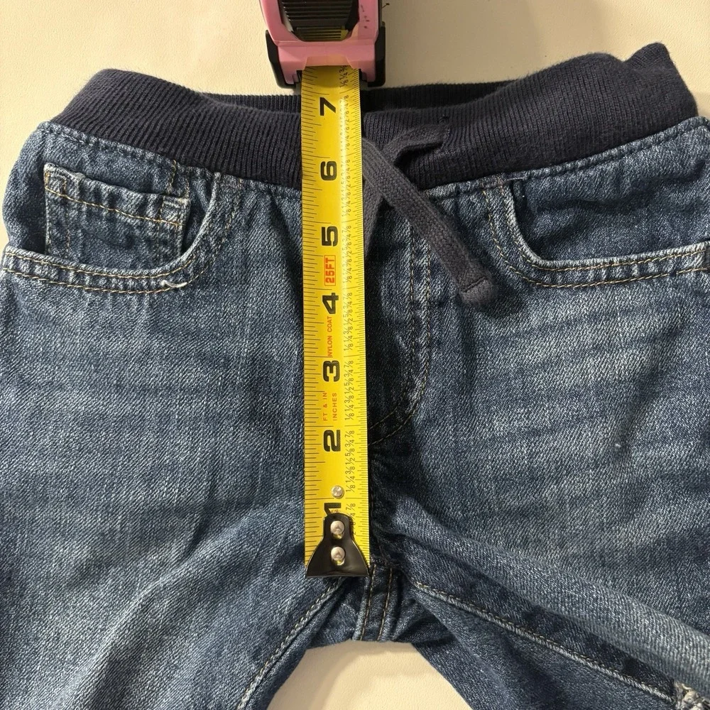 Baby Gap Boys Denim Shorts 5T Raw Hem Drawstring Waist Dark Wash 100% Cotton